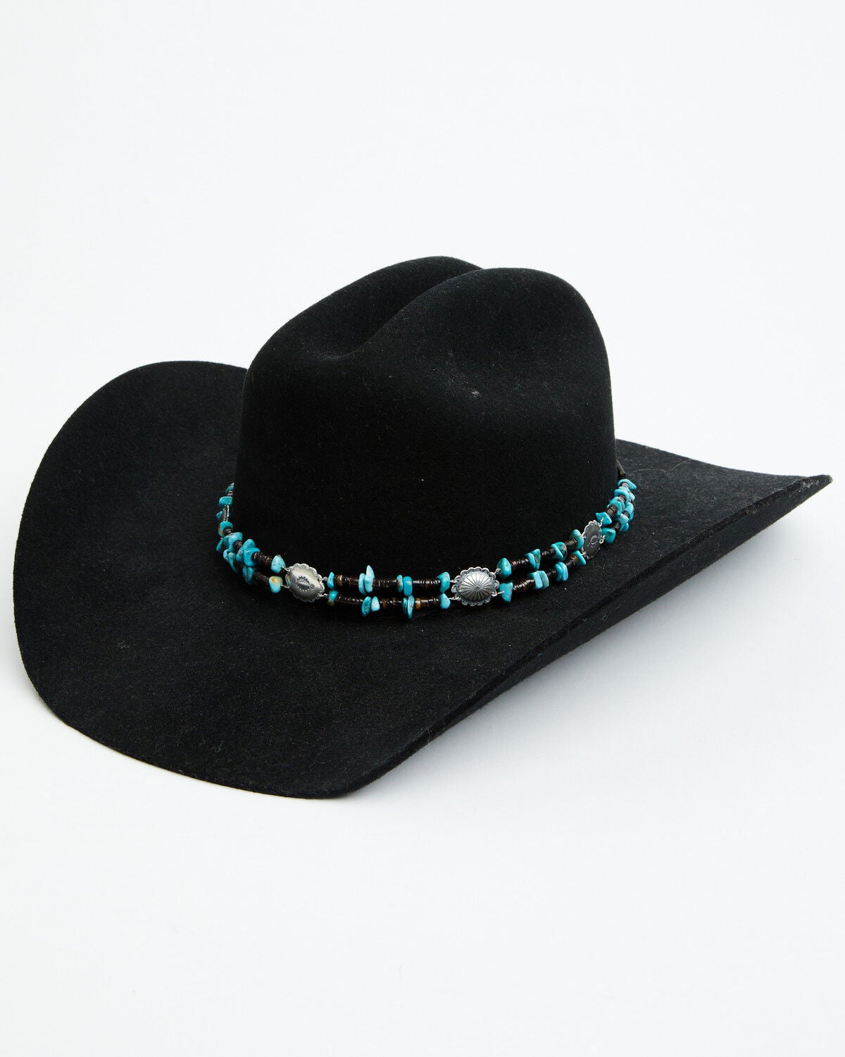 Paige Wallace Turquoise Stone Concho Hat Band, Black, hi-res