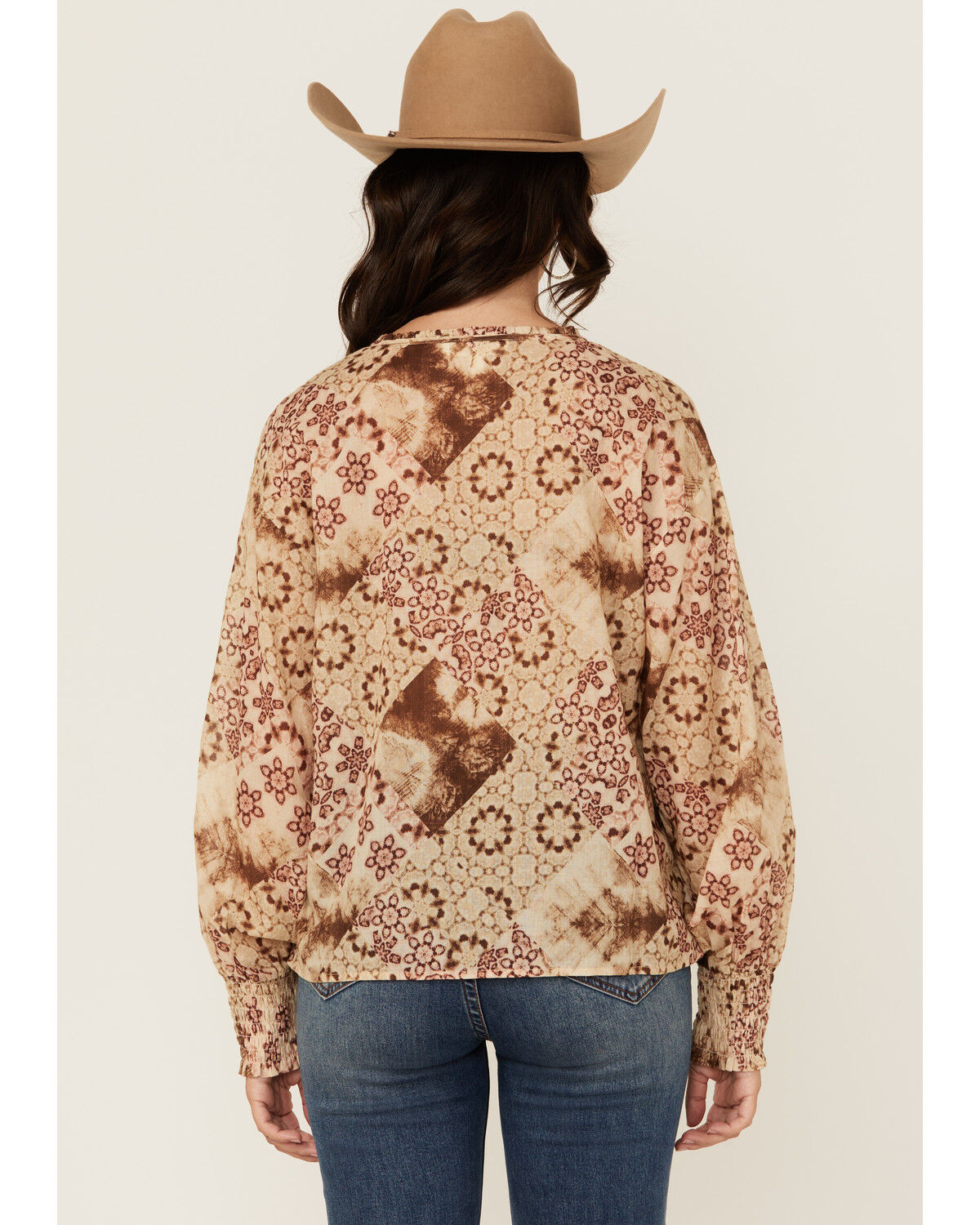 Image #4 - Cleo + Wolf Women's Bridgette Floral Print Long Sleeve Blouse, Oatmeal, hi-res