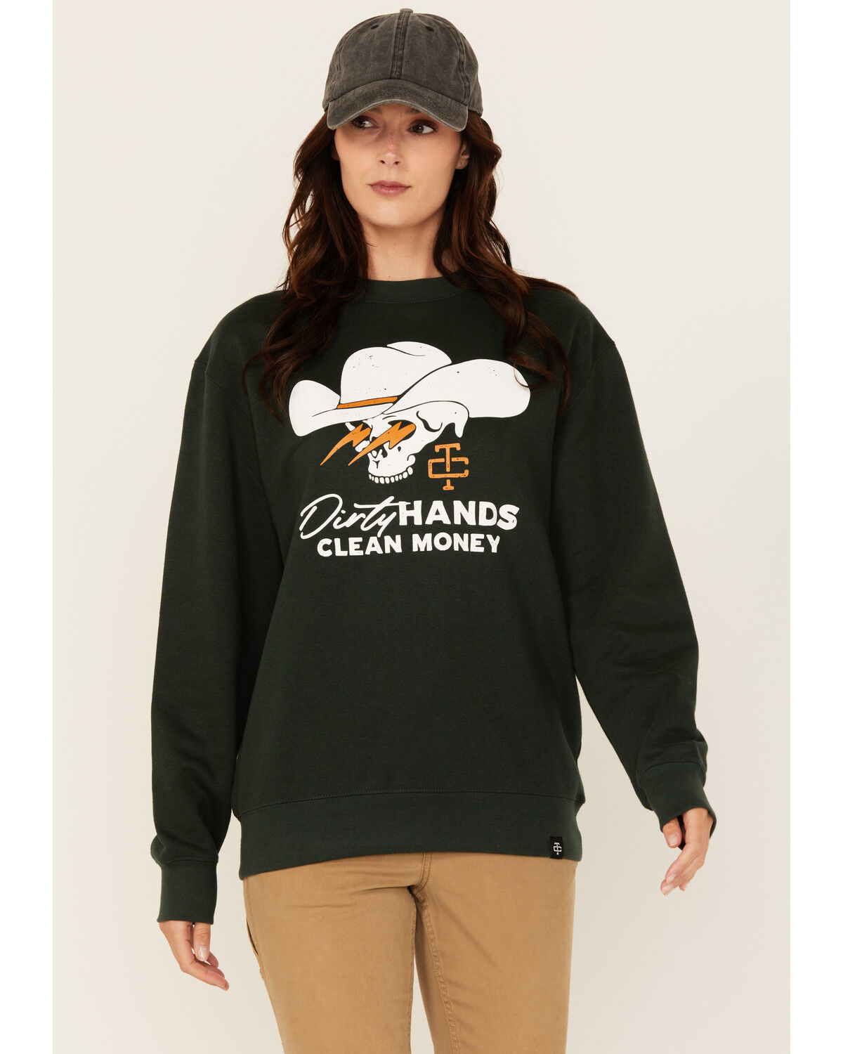Image #1 - Troll Co Women's Savage Crewneck Sweatshirt, Green, hi-res