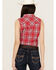 Image #4 - Wrangler Women's Sleeveless Plaid Print Snap Western Shirt, Red, hi-res