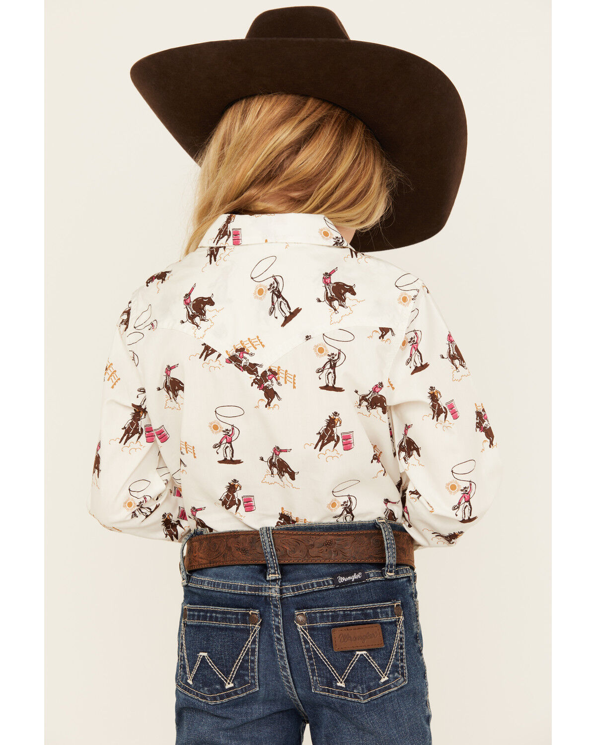 Image #4 - Wrangler Girls' Rodeo Long Sleeve Snap Western Shirt, White, hi-res