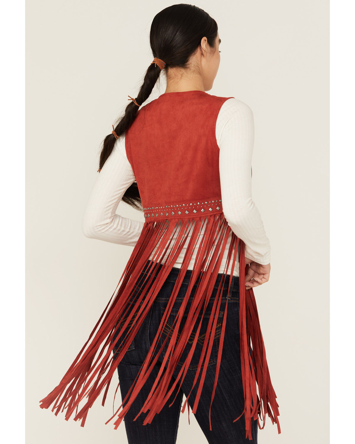 Image #4 - Idyllwind Women's Walnut Studded Faux Suede Fringe Vest, Chilli, hi-res