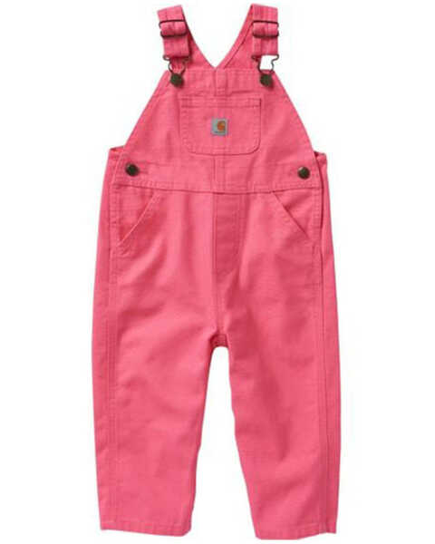 Image #1 - Carhartt Toddler Girls' Loose Fit Canvas Bib Overalls, Pink, hi-res