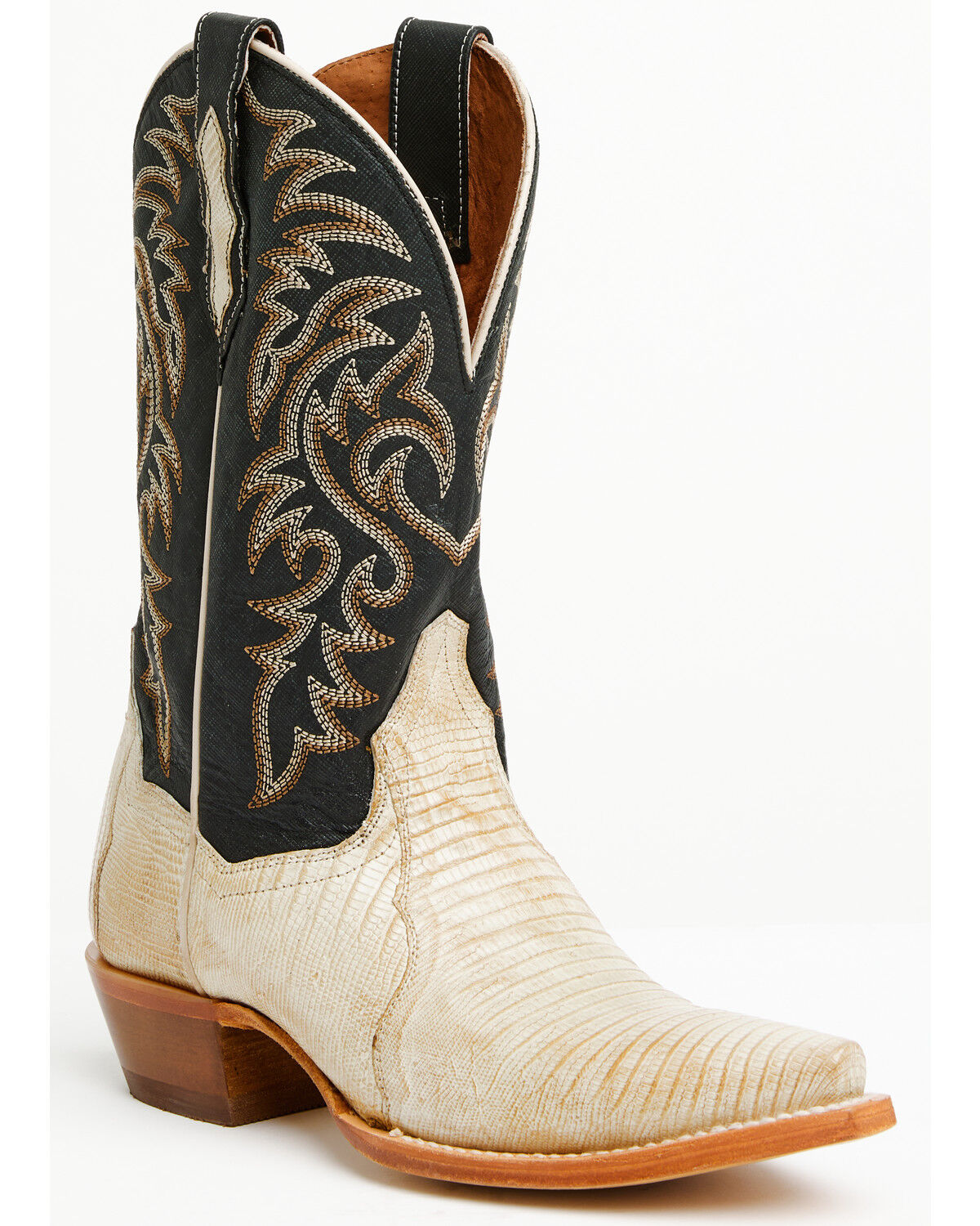 Image #1 - Dan Post Women's Exotic Teju Lizard Western Boots - Snip Toe, Ivory, hi-res