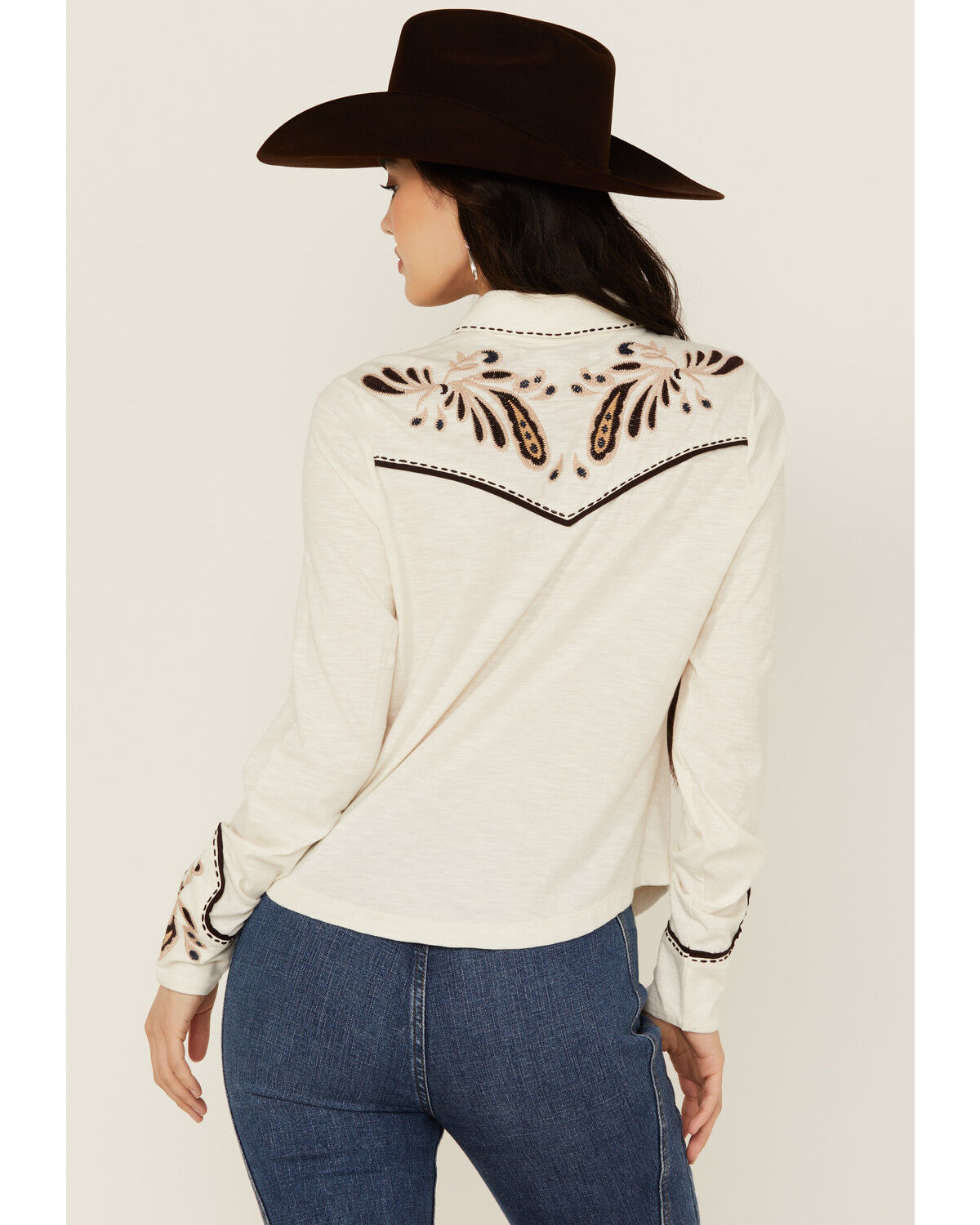 Image #4 - Shyanne Women's Embroidered Long Sleeve Snap Western Shirt, Off White, hi-res