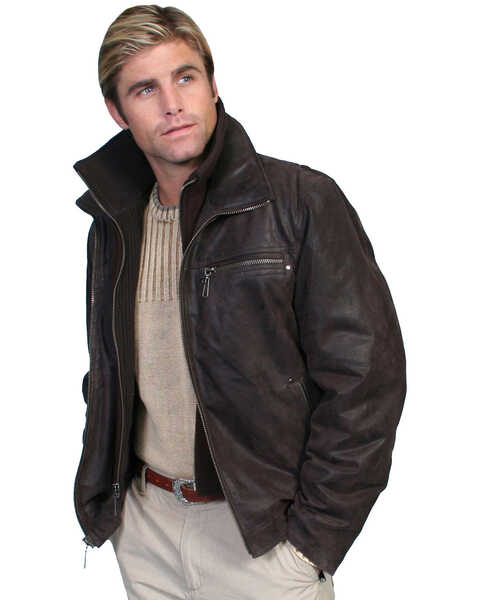 Image #1 - Scully Zip-Out Front & Collar Lambskin Jacket, Brown, hi-res