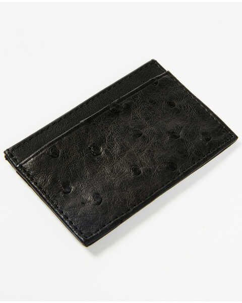 Cody James Men's Exotic Ostrich Leather Credit Card Wallet, Black, hi-res