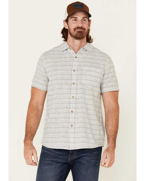 North River Men's Horizontal Stripe Short Sleeve Button Down Western Shirt , Natural, hi-res