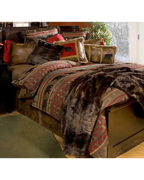 Carstens Bear Country King Bedding - 5 Piece Set, Red, hi-res