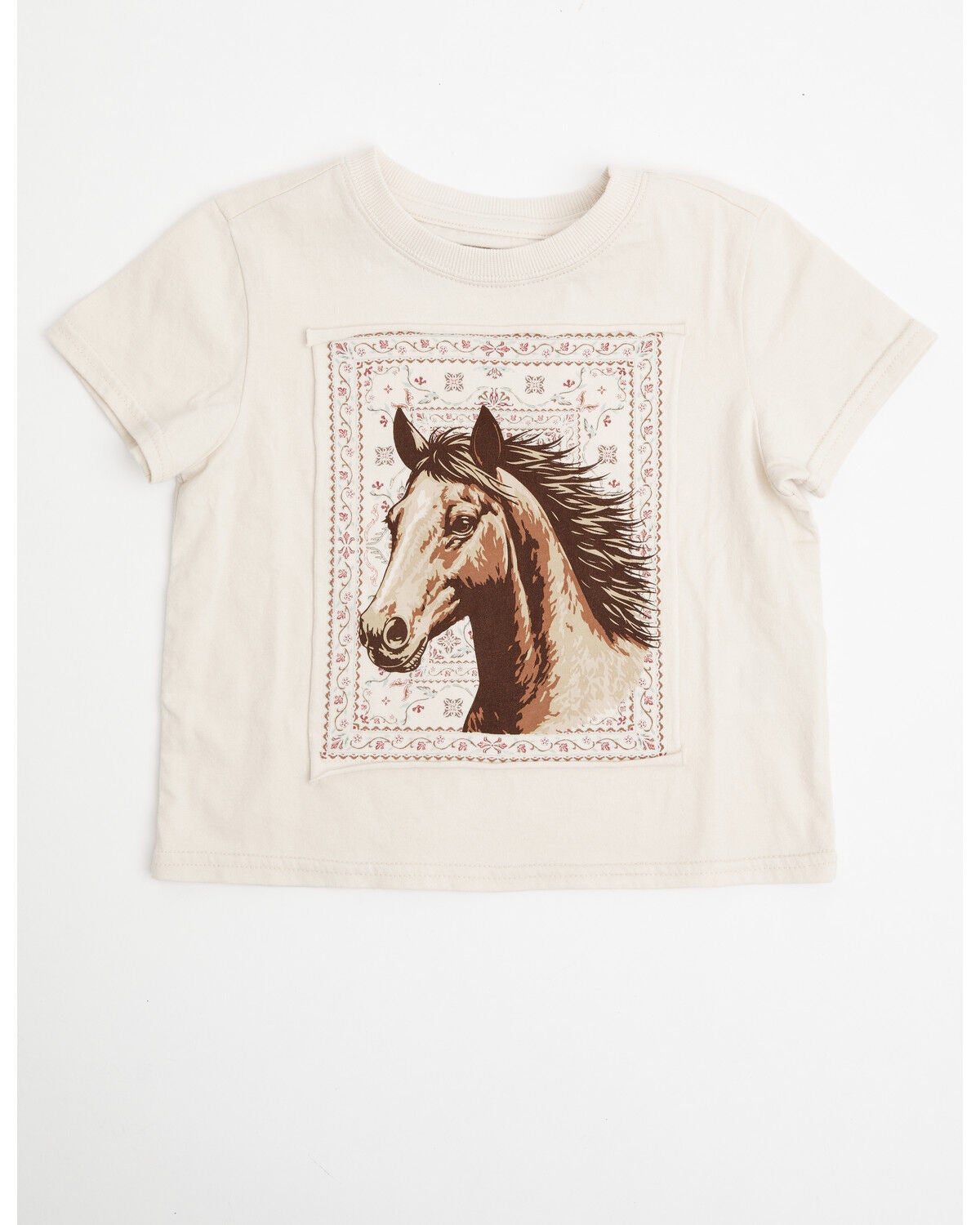 Shyanne Girls' Horse Head Short Sleeve Graphic T-Shirt, Natural, hi-res