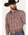 Image #2 - Wrangler Retro Men's Plaid Print Long Sleeve Snap Western Shirt, Red, hi-res
