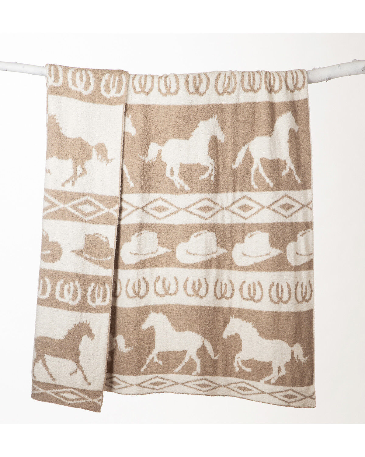 Image #3 - Carstens Home Wrangler Rodeo Stretchy Throw Blanket, Tan, hi-res