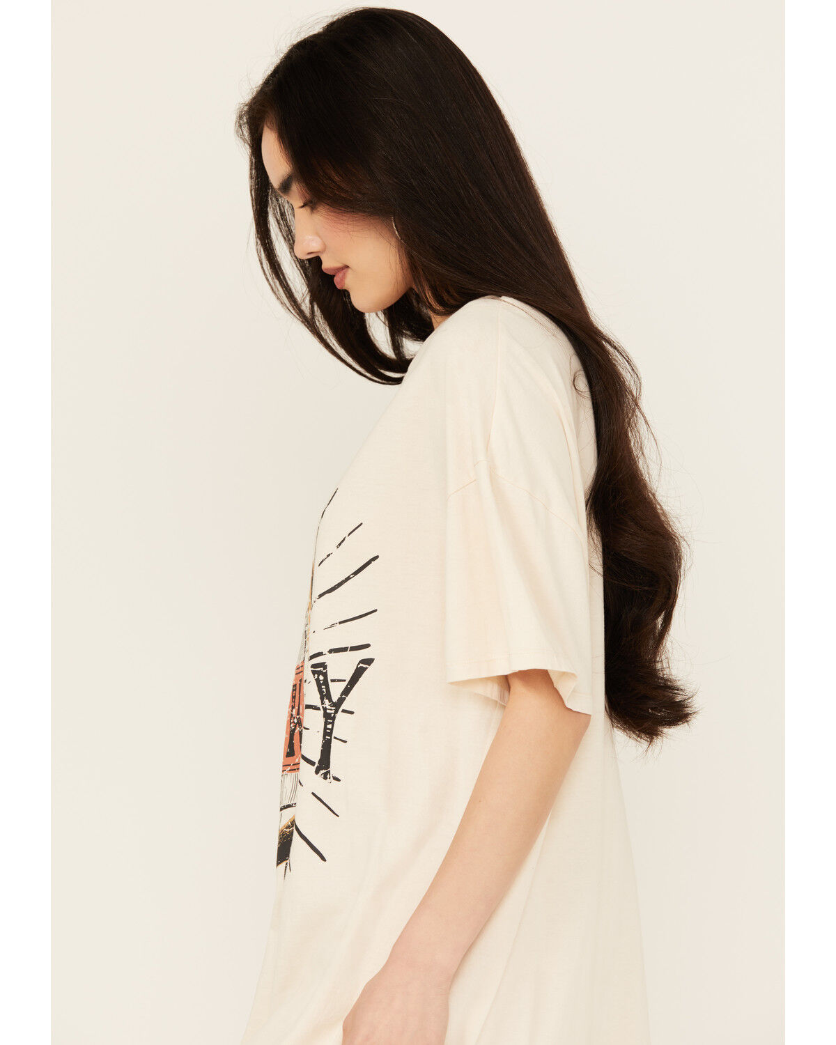 Image #2 - Rock & Roll Denim Women's Whiskey Graphic Short Sleeve T-Shirt Mini Dress, Cream, hi-res