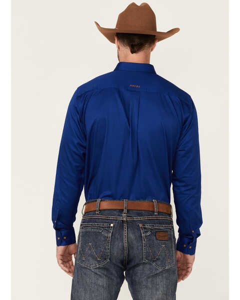 Image #4 - Ariat Men's Solid Royal Blue Twill Fitted Long Sleeve Button-Down Western Shirt , Royal Blue, hi-res