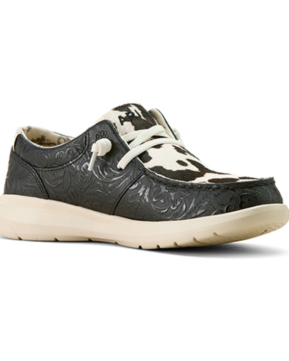 Ariat Women's Hair-On Tooled Hilo Casual Shoes - Moc Toe, Black, hi-res