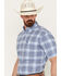 Image #2 - Rough Stock by Panhandle Men's Ombre Plaid Print Short Sleeve Button-Down Western Shirt, Blue, hi-res