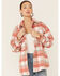 Saints & Hearts Women's Plaid Oversized Shacket, Coral, hi-res