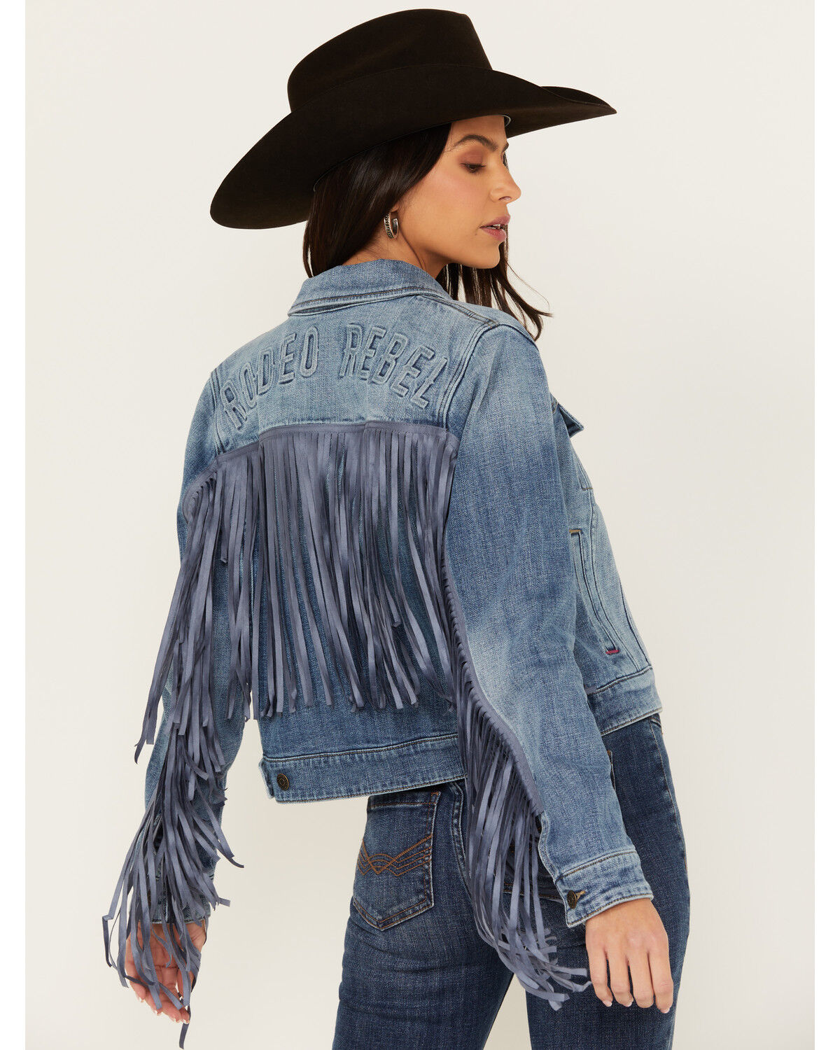 Image #5 - Idyllwind Women's Magnolia Embossed Trucker Jacket, Medium Wash, hi-res
