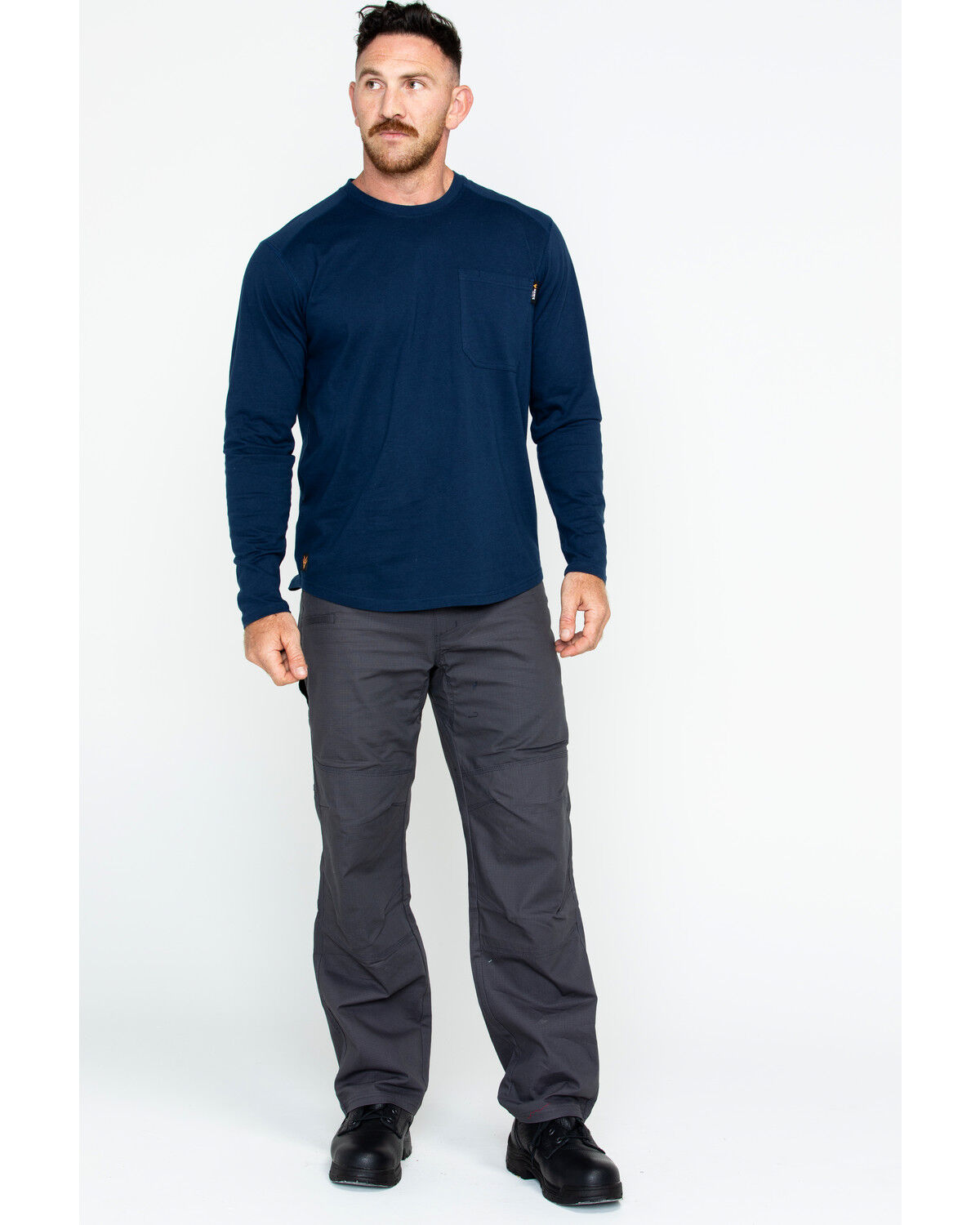 Image #6 - Hawx Men's Solid Pocket Crew Long Sleeve Work T-Shirt - Big & Tall, , hi-res