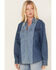 Image #2 - Cleo + Wolf Women's Montana Avenue Two Tone Long Sleeve Denim Snap Shirt, Medium Wash, hi-res