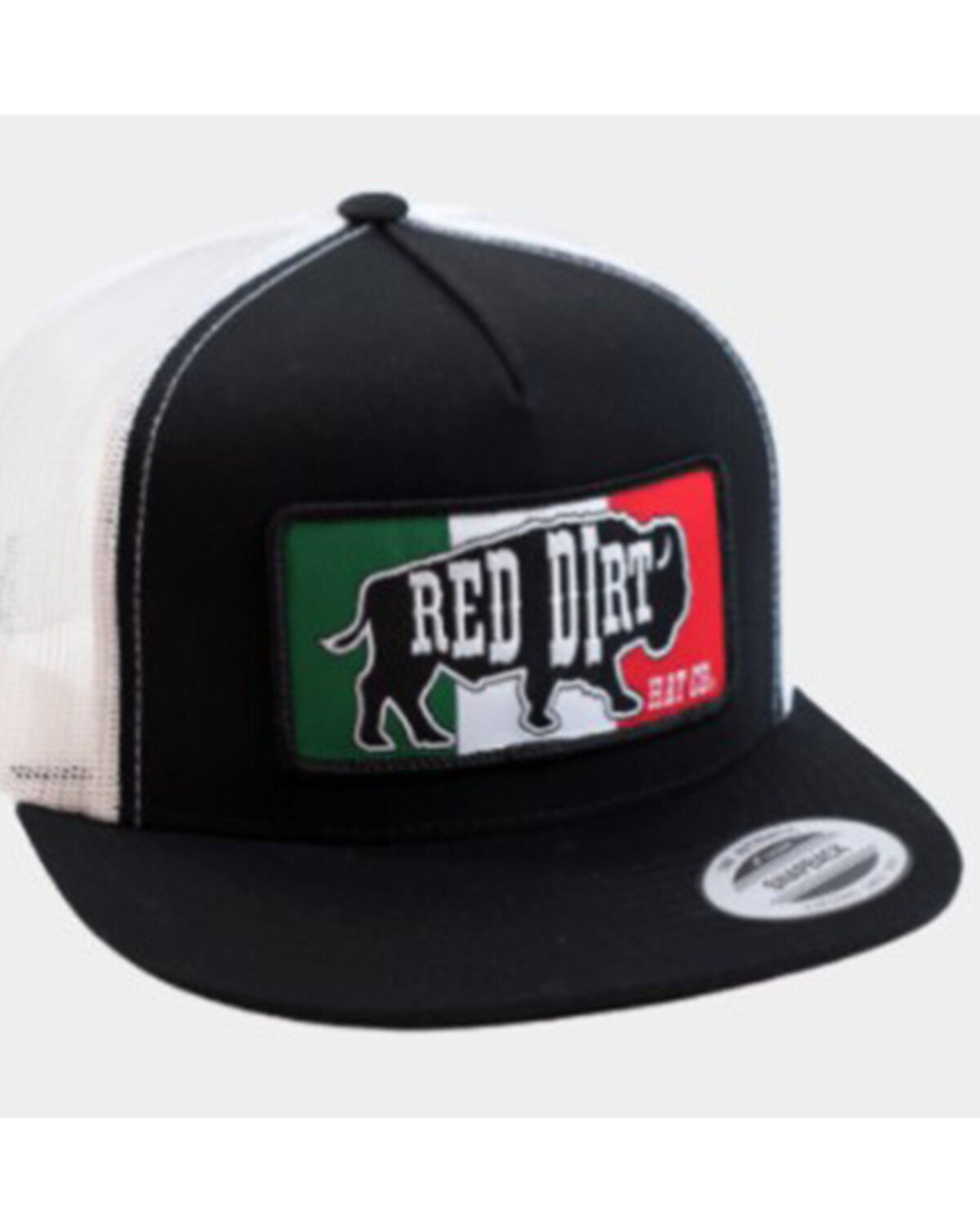 Image #1 - Red Dirt Hat Men's Mexican Flag Patch Mesh Back Ball Cap, Black, hi-res