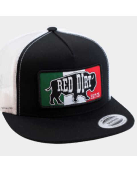 Red Dirt Hat Men's Mexican Flag Patch Mesh Back Ball Cap, Black, hi-res