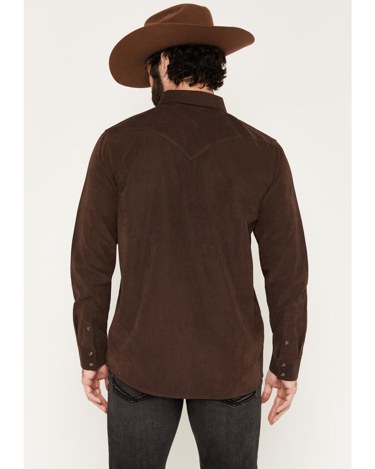 Image #4 - Moonshine Spirit&reg;&nbsp;Men's Side Stage Solid Faux Suede Long Sleeve Snap Western Shirt, Coffee, hi-res
