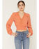 Image #1 - Shyanne Women's Embroidered Smocked Long Sleeve Shirt, Coral, hi-res