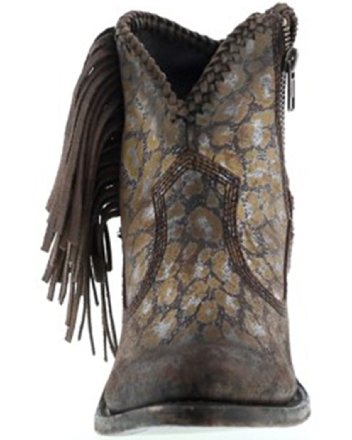 Image #4 - Liberty Black Women's Chloe Leopard Print Braided Fringe Western Booties - Snip Toe, Tan, hi-res
