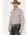 Wrangler Men's Plaid Long Sleeve Pearl Snap Western Shirt, Red, hi-res