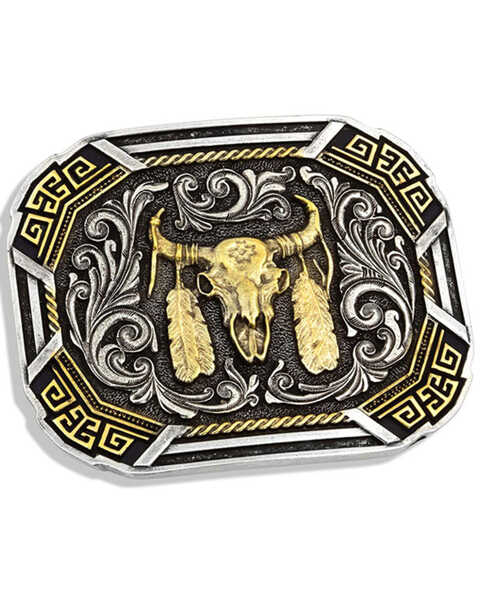 Image #1 - Montana Silversmiths Southwestern Flair Buffalo Skull Attitude Buckle, Silver, hi-res
