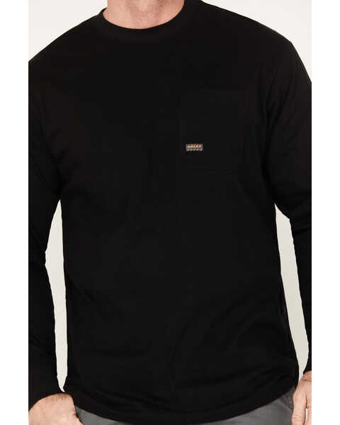 Image #2 - Ariat Men's Rebar Stretch Union City Long Sleeve Work T-Shirt, Black, hi-res