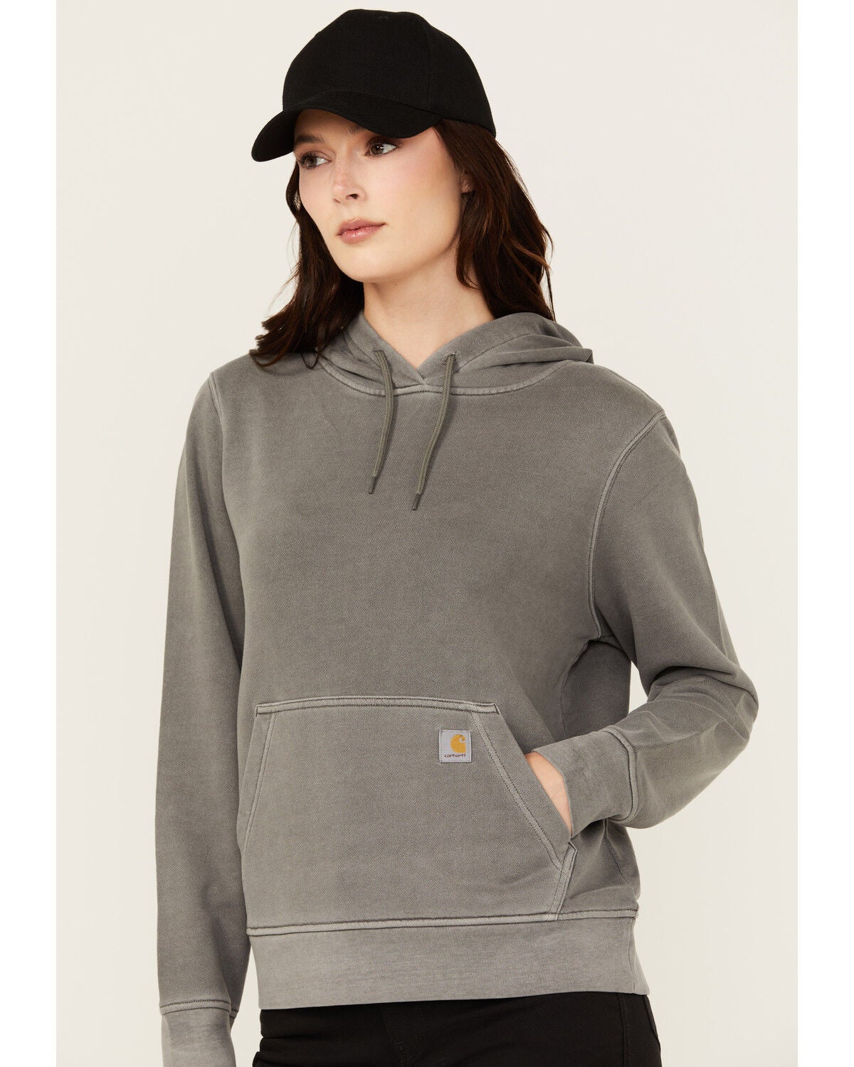 Carhartt Women's Relaxed Midweight Hoodie, Dark Grey, hi-res