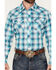 Image #3 - Wrangler Retro Men's Plaid Print Long Sleeve Snap Western Shirt, Turquoise, hi-res