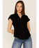 Image #2 - Scully Women's Cap Sleeve Peruvian Cotton Top, Black, hi-res