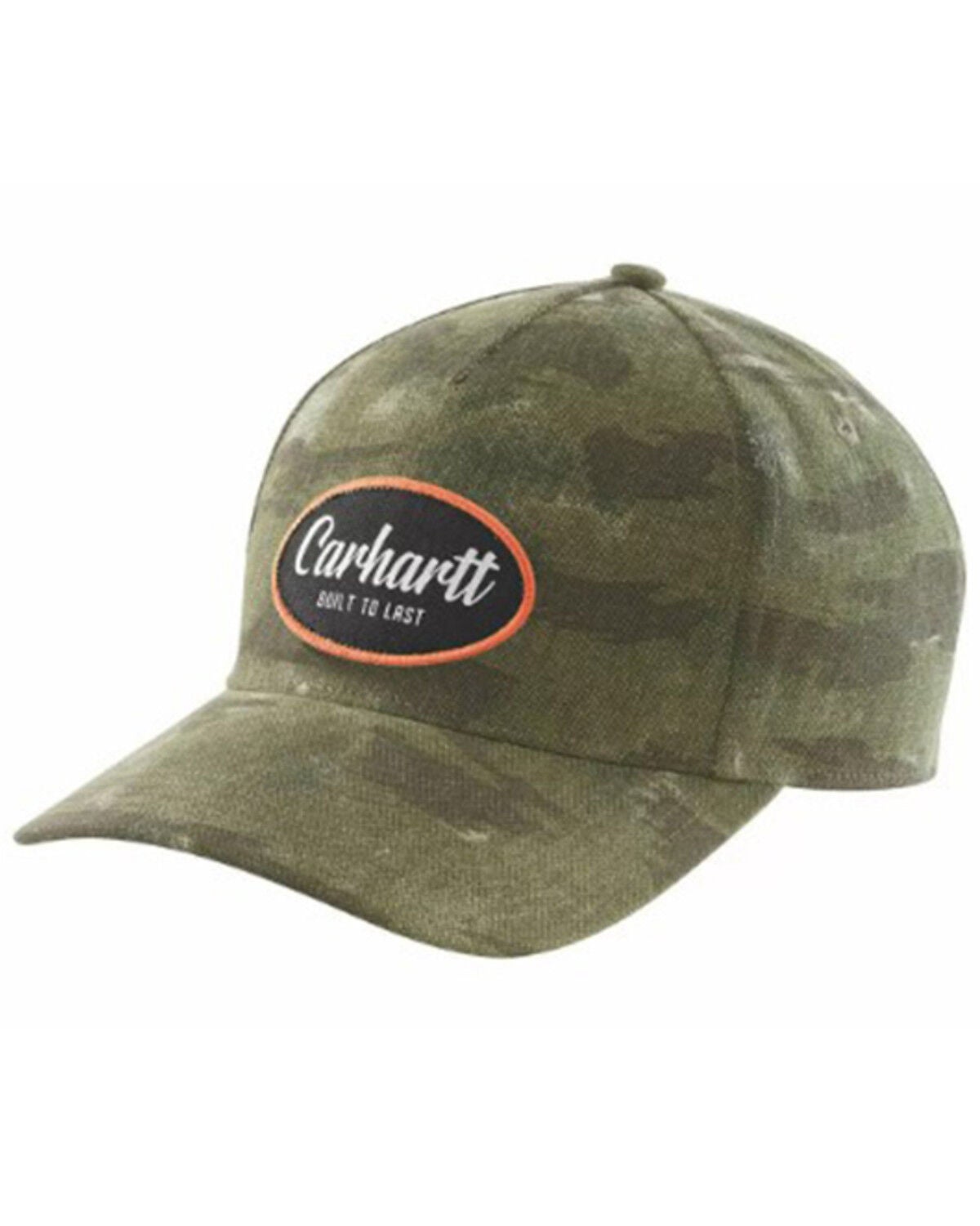 Carhartt Men's Logo Patch Camo Print Built To Last Ball Cap, Green, hi-res