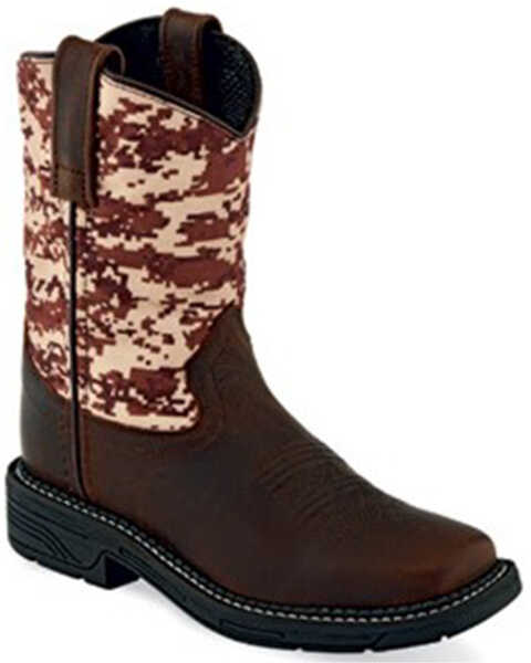 Image #1 - Old West Boys' Camo Western Boots - Broad Square Toe, Camouflage, hi-res