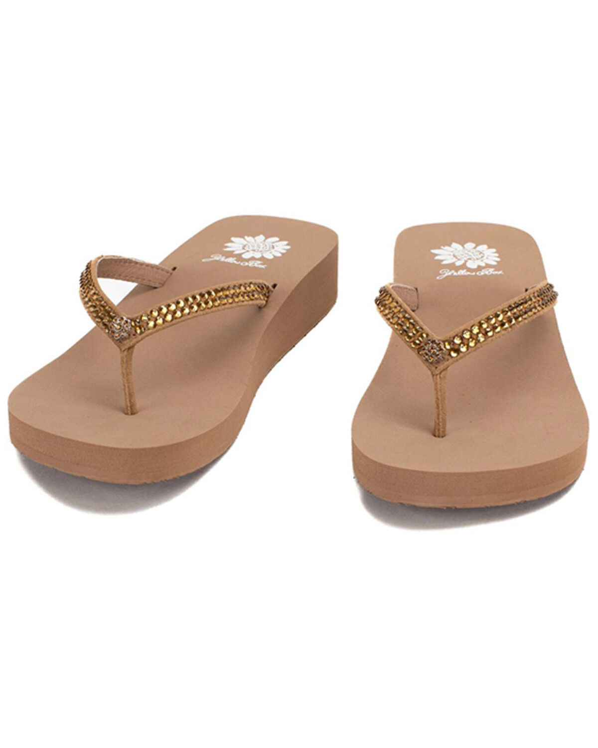 Image #4 - Yellow Box Women's Jello Rhinestone Sandals, Tan, hi-res