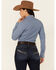 Image #4 - Wrangler Women's Solid Chambray Denim Long Sleeve Snap Western Core Shirt, Blue, hi-res