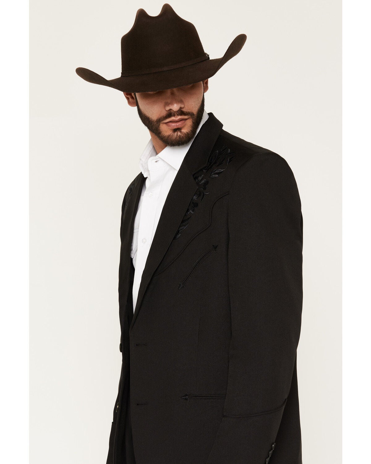 Image #2 - Scully Black Floral Embroidered Western Jacket, Black, hi-res