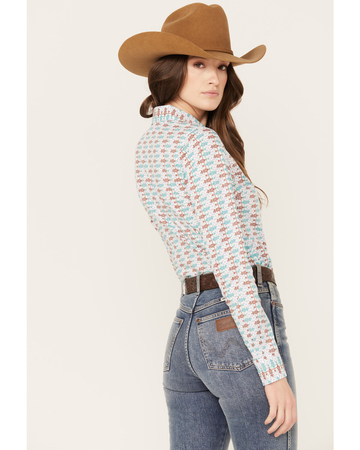 Image #4 - Cinch Women's Southwestern Print Long Sleeve Button Down Western Shirt, White, hi-res