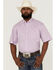 Reisistol Men's Beneferd Solid Short Sleeve Button-Down Western Shirt , Purple, hi-res