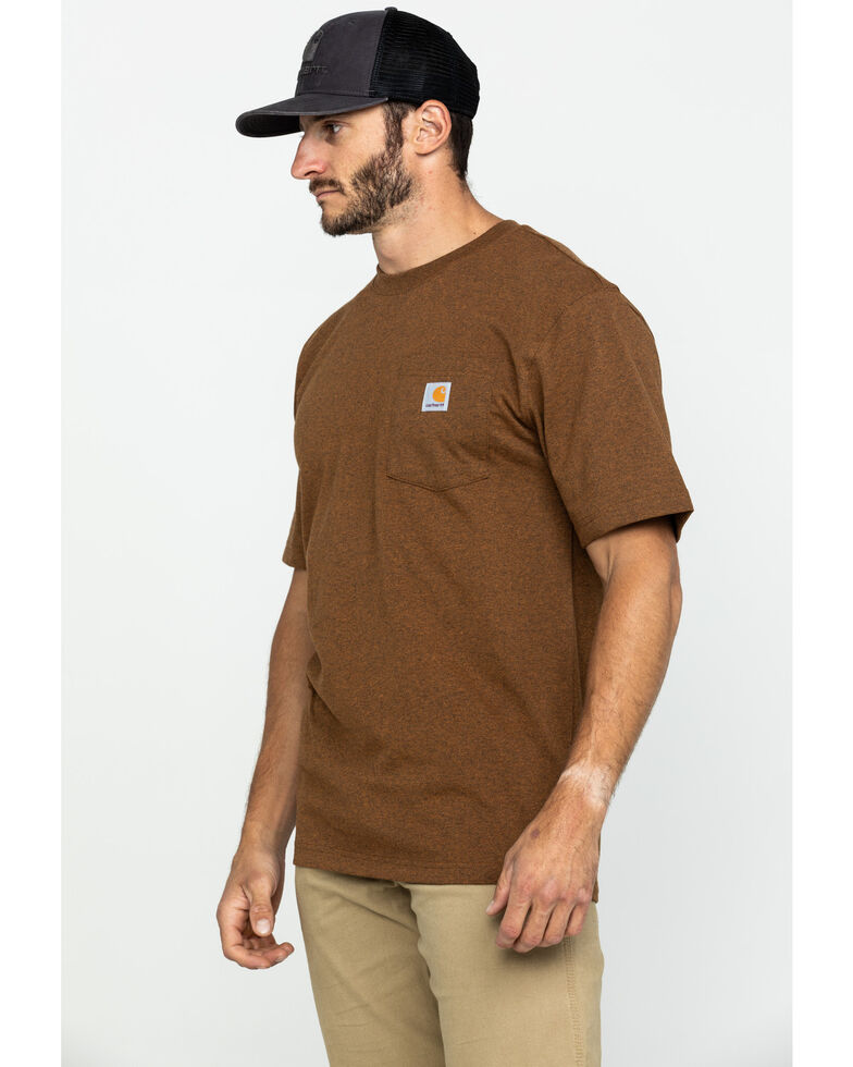 Carhartt Men's Solid Pocket Short Sleeve Work T-Shirt, Brown, hi-res