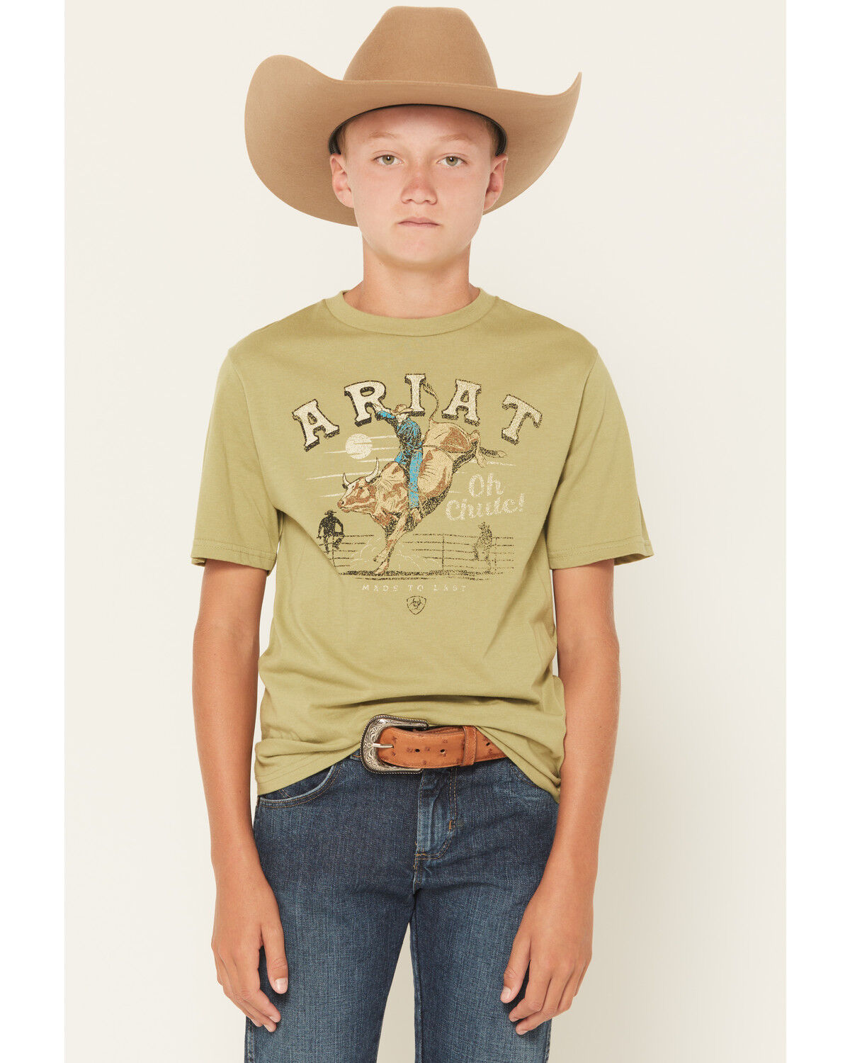 Image #1 - Ariat Boys' Oh Chute Short Sleeve Graphic T-Shirt, Green, hi-res