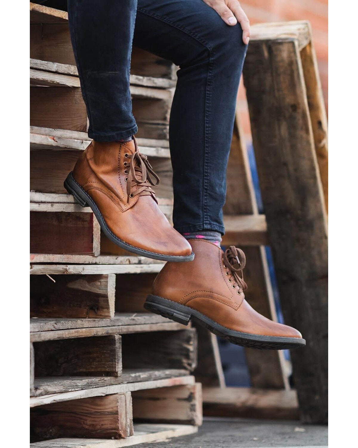 mens tan lace up boots