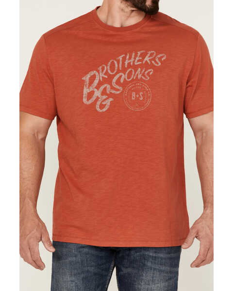Image #3 - Brothers and Sons Men's Mercantile Light Red Weathered Slub Graphic Short Sleeve T-Shirt , Orange, hi-res