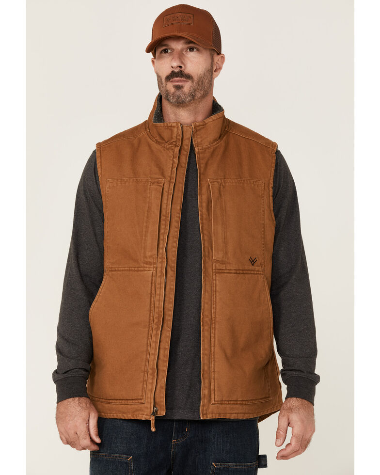 Hawx Men's Rust Copper Browder Weathered Duck Zip-Front Insulated Work Vest , Rust Copper, hi-res
