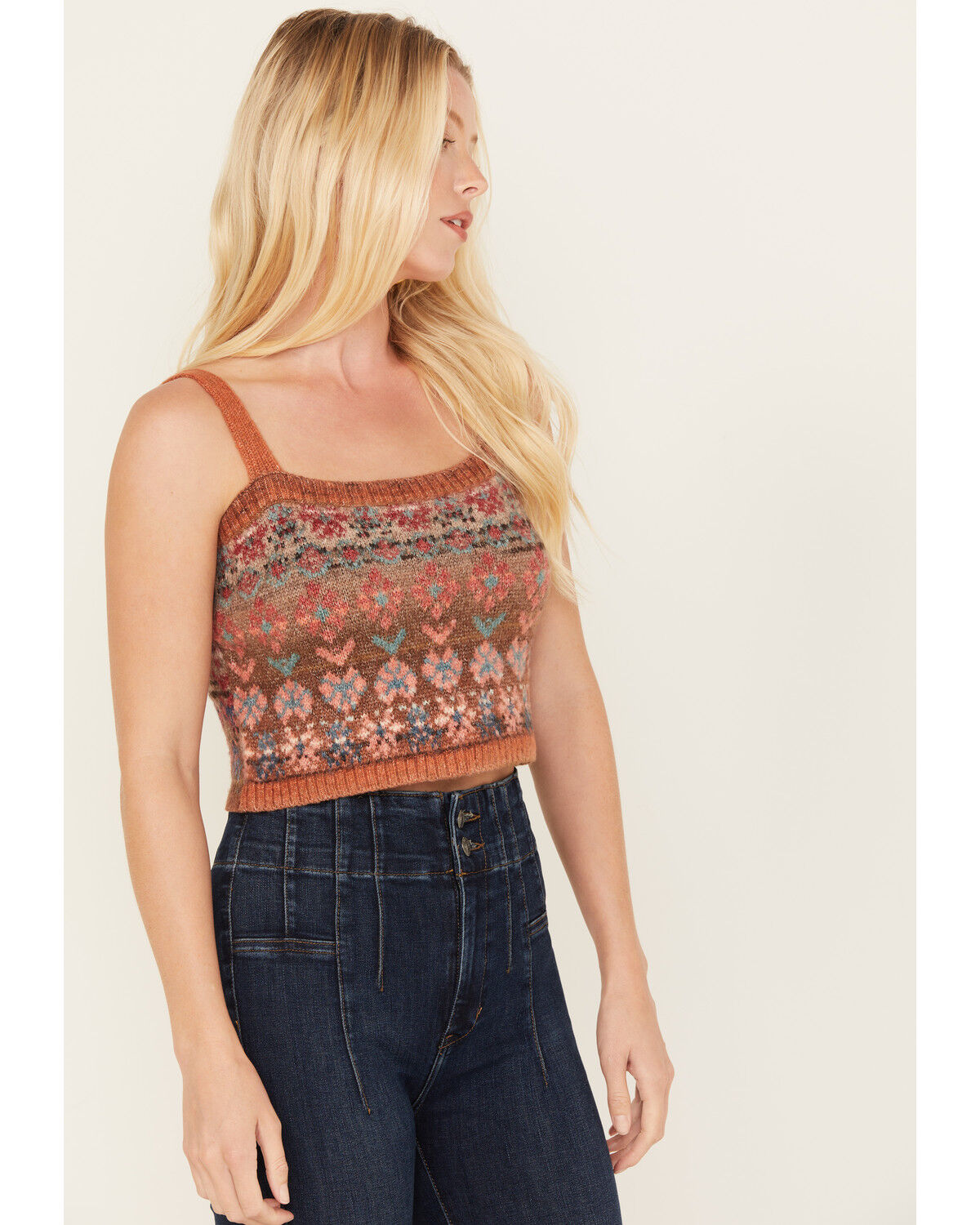 Image #2 - Cleo + Wolf Women's Cropped Sweater Cami, Beige/khaki, hi-res