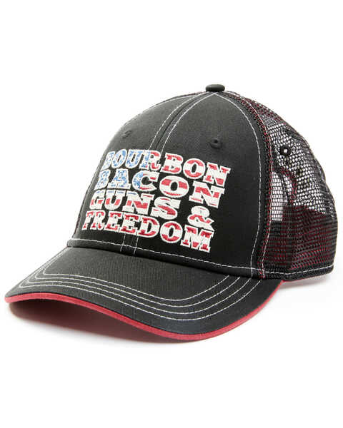 Cody James Men's Bourbon Bacon Guns & Freedom Ball Cap , Black, hi-res