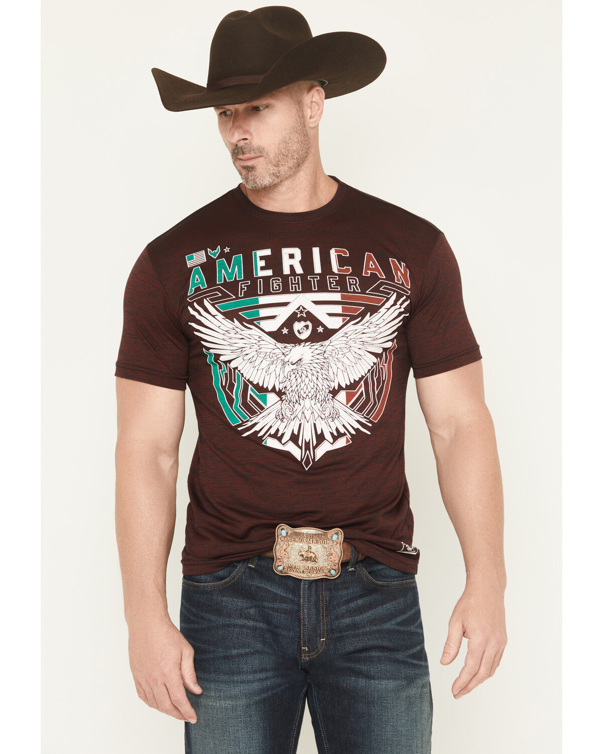 Image #1 - American Fighter Men's Lanton Short Sleeve Graphic T-Shirt, Burgundy, hi-res